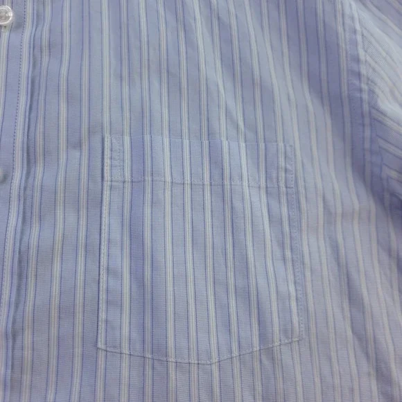 Johnston Murphy Shirt Large Blue Striped Short Sleeve Button Up Cotton Pocket - Picture 2 of 8